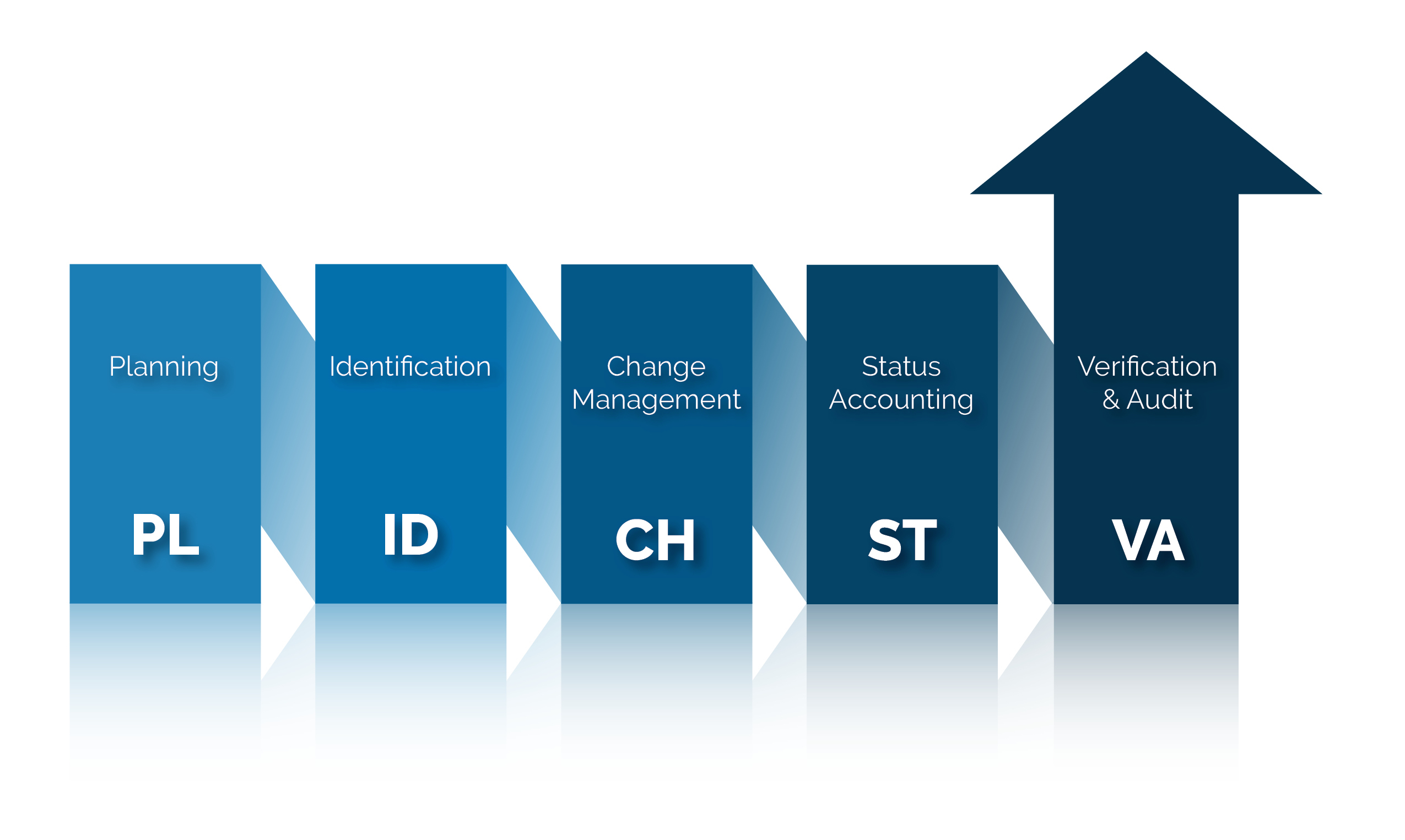 An infographic of the five elements of configuration management (CM).